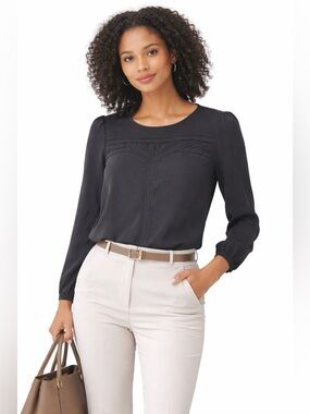 Loft Charcoal Gray Blouse Top XS